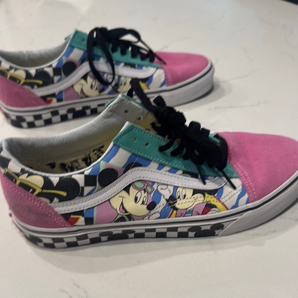 Vans Pink and Blue Artistic Sneakers